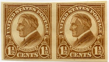 U.S. #631 11/2c Harding Imperforate - Mint Pair