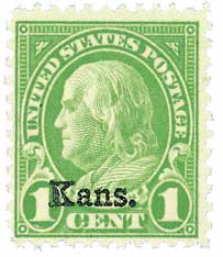 U.S. #658 1c Benjamin Franklin, Kansas - Mint