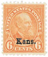 U.S. #664 6c Garfield, Kansas - Mint