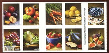 U.S.  #5493a Fruits and Vegetables, Block of 10