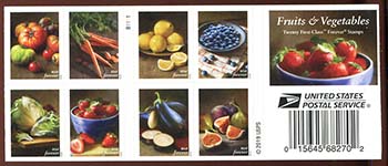 U.S. #5493b Fruits and Vegetables Booklet of 20