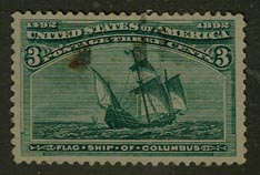 U.S. #232 Flagship of Columbus 3c Used