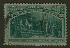 U.S. #238 Columbus Announcing Discovery 15c Used