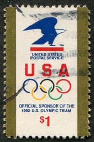 U.S. #2539 $1 USPS Eagle, Olympic Rings Used