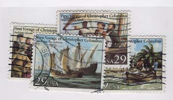 U.S. #2620-23 Voyages of Columbus, 4 Singles Used