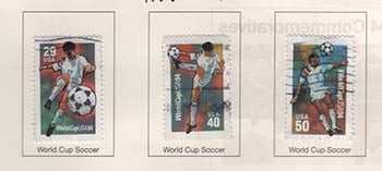 U.S. #2834-36 1994 World Cup, 3 Singles Used