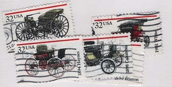 U.S. #3019-23 Antique Automobiles, 5 Singles Used