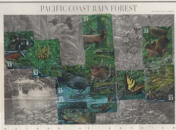 U.S. #3378 Nature of America - Pacific Coast Rain Forest, Set of 10 used