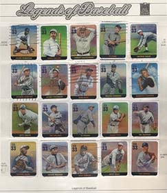 U.S. #3408a-t Legends of Baseball, 20 Singles Used