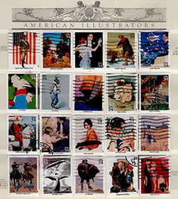 U.S. #3502a-t American Illustrators, 20 Singles Used