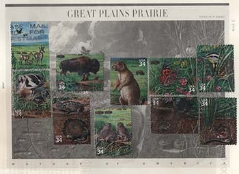 U.S.  #3506 Nature of America - Great Plains Prairie, set of 10 singles - Used