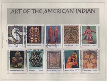 U.S. #3873a-j Indian Art, 10 Singles Used