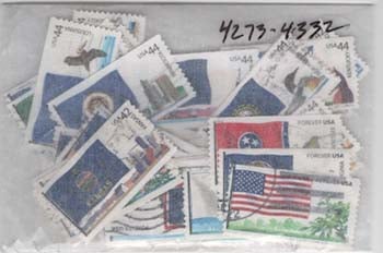 U.S. #4273-82 Flags of Our Nation #1 (USA to Delaware), 10 Singles Used