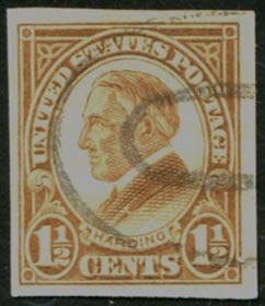 U.S. #576 11/2c Harding Imperforate Used