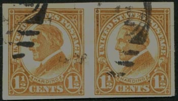 U.S. #576 11/2c Harding Imperforate Used Pair