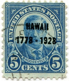 U.S. #648 5c Hawaii Overprint Used