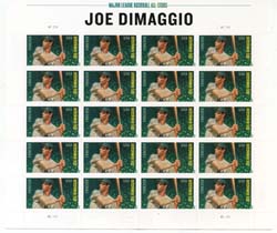 U.S. #4697 Joe DiMaggio, Baseball All-Stars, Pane of 20