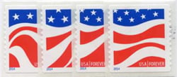 U.S. #4894-97 Red, White & Blue, 4 Singles