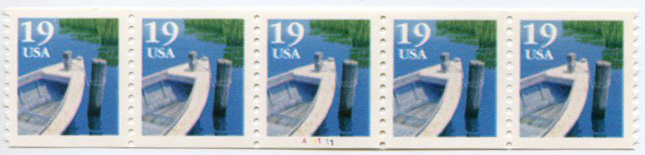 U.S. #2529a 19c Fishing Boat (2 loops) PNC(5) #A7766