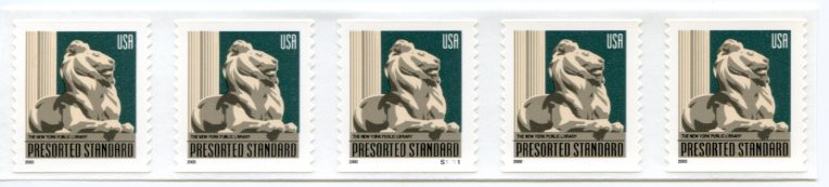 U.S. #3447 NY Public Library Lion PNC(5) #S44444