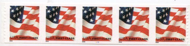 U.S. #3622 37c Flag Self-Adhesive PNC(5) #2222