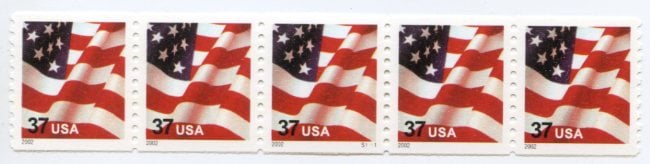 U.S. #3631 37c Flag Perf 9-3/4 PNC(5) #S1111