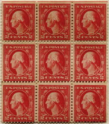 U.S. #467 Error in block of 9 Mint