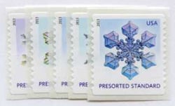 U.S. #4808-12 Snowflakes Presorted Coil, 5 Singles