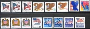 U.S. #2593-2609 Regular Issues 1992-93 MNH