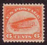 U.S. #C1 6c Biplane, Orange Mint
