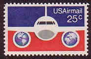 U.S. #C89 25c Plane and Globes MNH