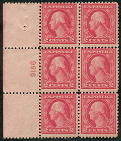 U.S. #499 Plate Block of 6 MNH