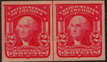 U.S. #320 2c Washington Imperforate line pair MNH