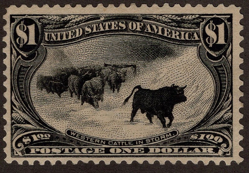 U.S. #292 Western Cattle in Storm $1 Mint