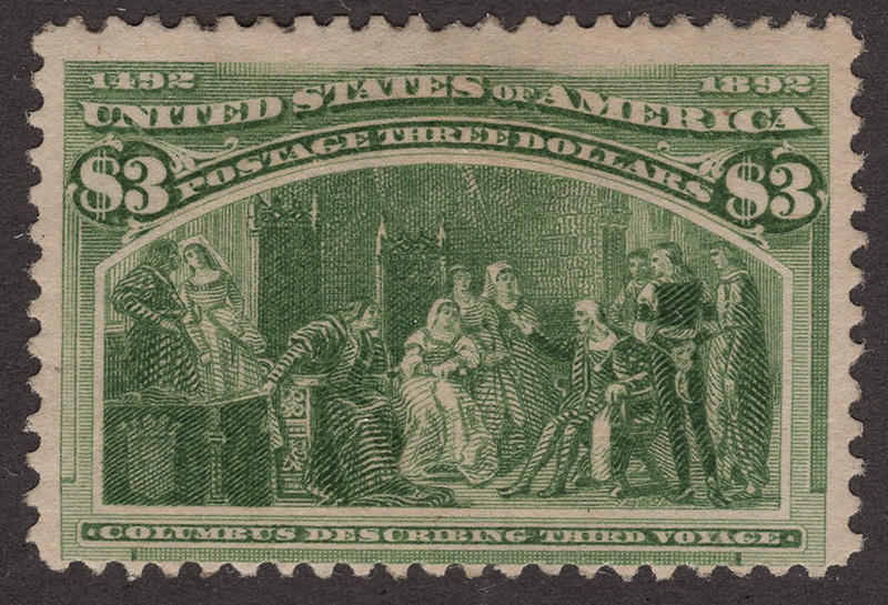 U.S. #243 $3 Columbus Describing His Third Voyage - mint