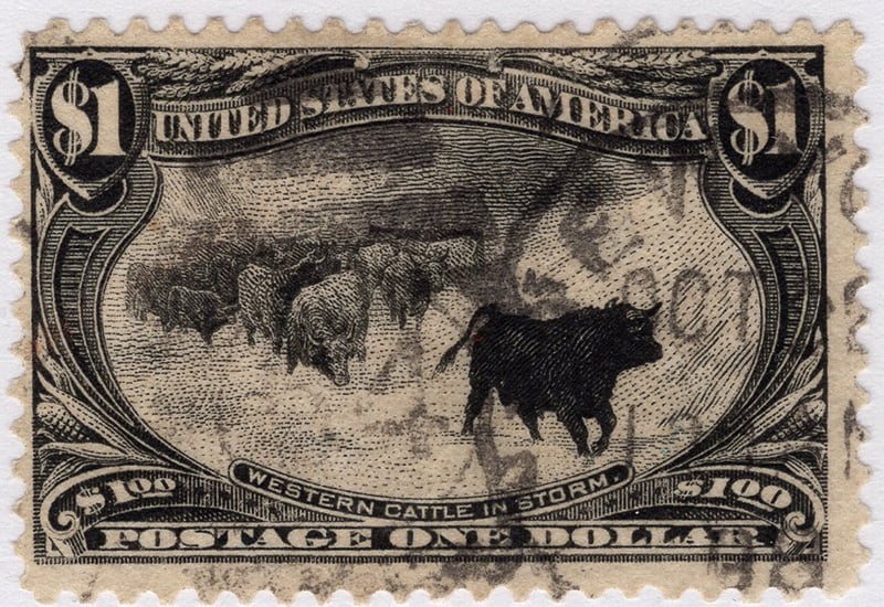 U.S. #292 Used, Western Cattle in Storm