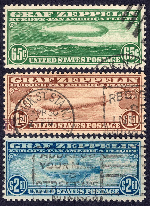 U.S. #C13-15 Graf Zeppelin Airmail Issues - used