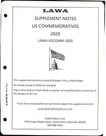 LAWA U.S. Commemoratives Supplement 2020